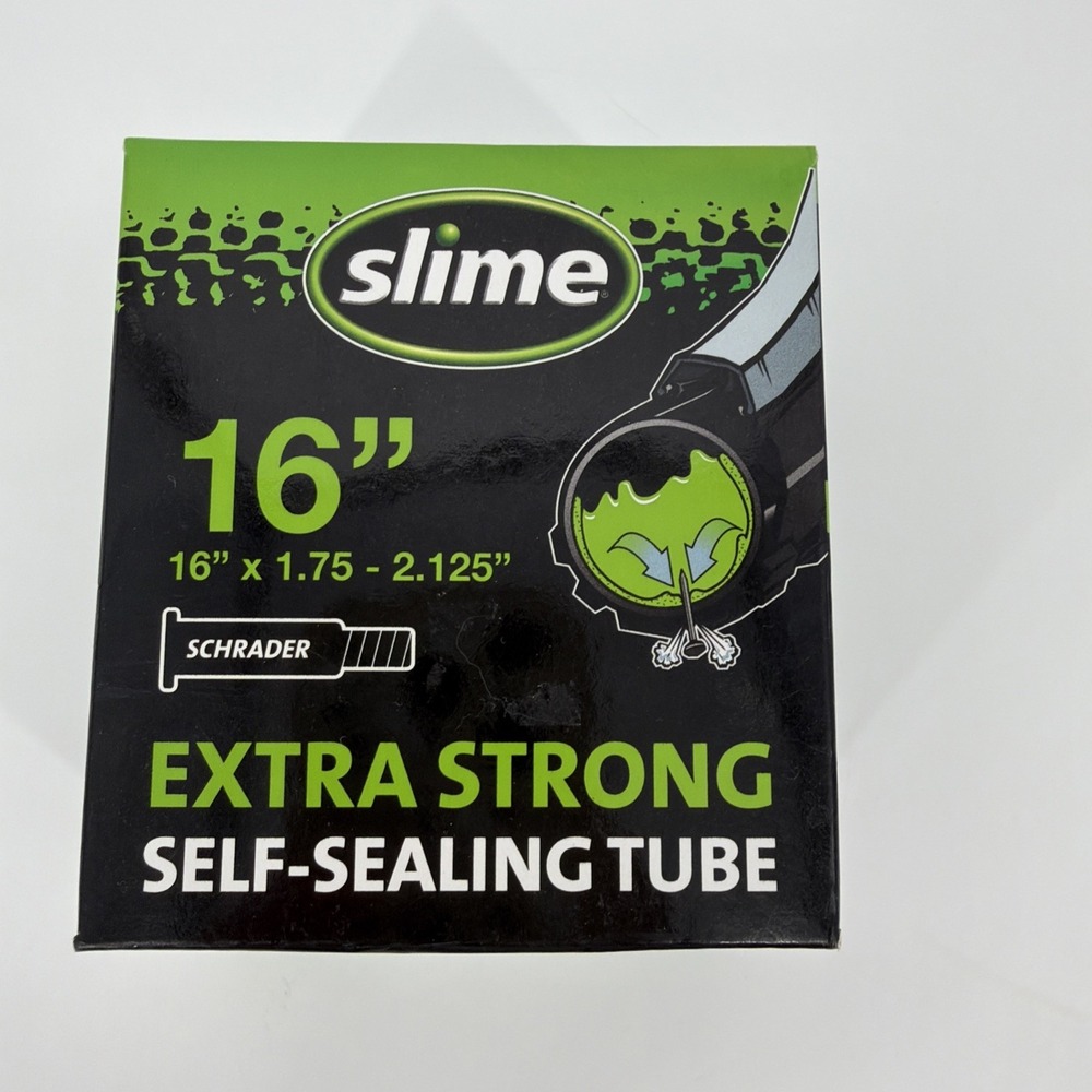 New Slime Bike Inner Tube with Puncture Sealant 16x .75-2.125, Schrader FreeS&H